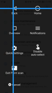 Screenshot of Android switch access menu